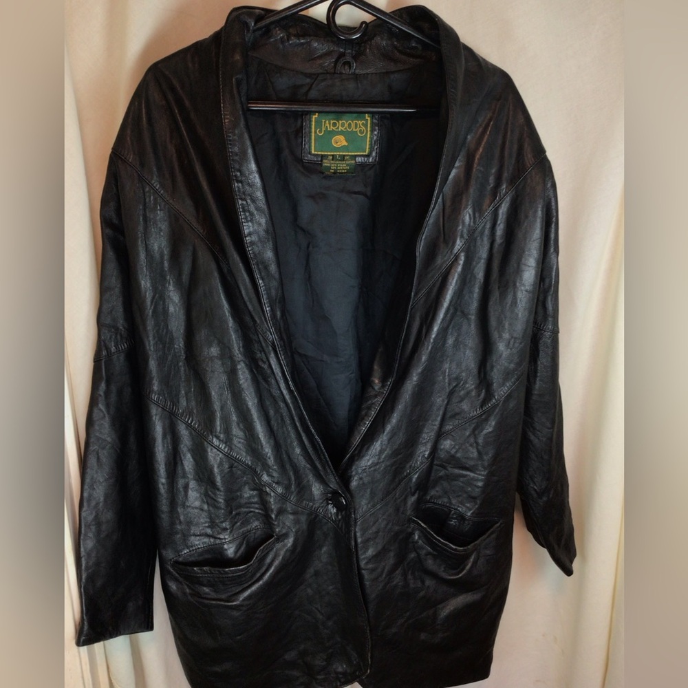 Jarrod's Women’s Genuine Black Leather Jacket, 2 Pockets, Lined, Size L Vintage
